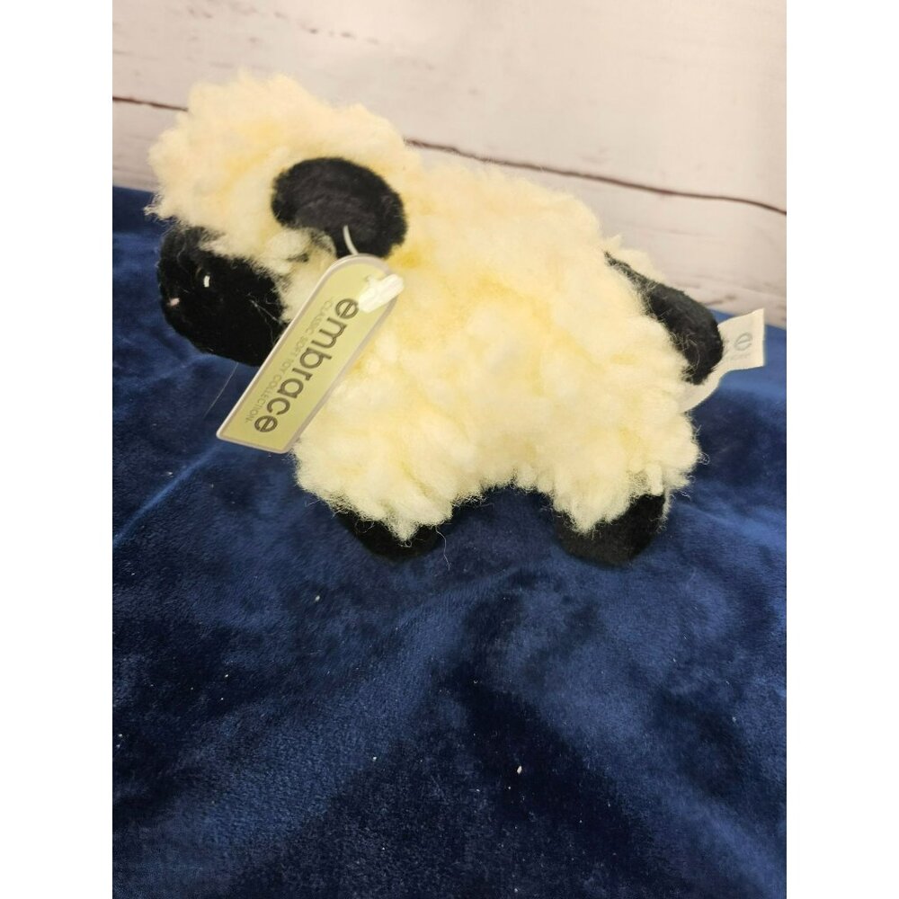 Embrace Beige Wooly Small Sheep‎ Black Ears Stuff Plush Animal Toy